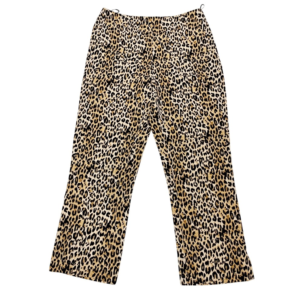 Zara Leopard Print High Waisted Wide Leg Pants Linen Blend Boho Size Medium